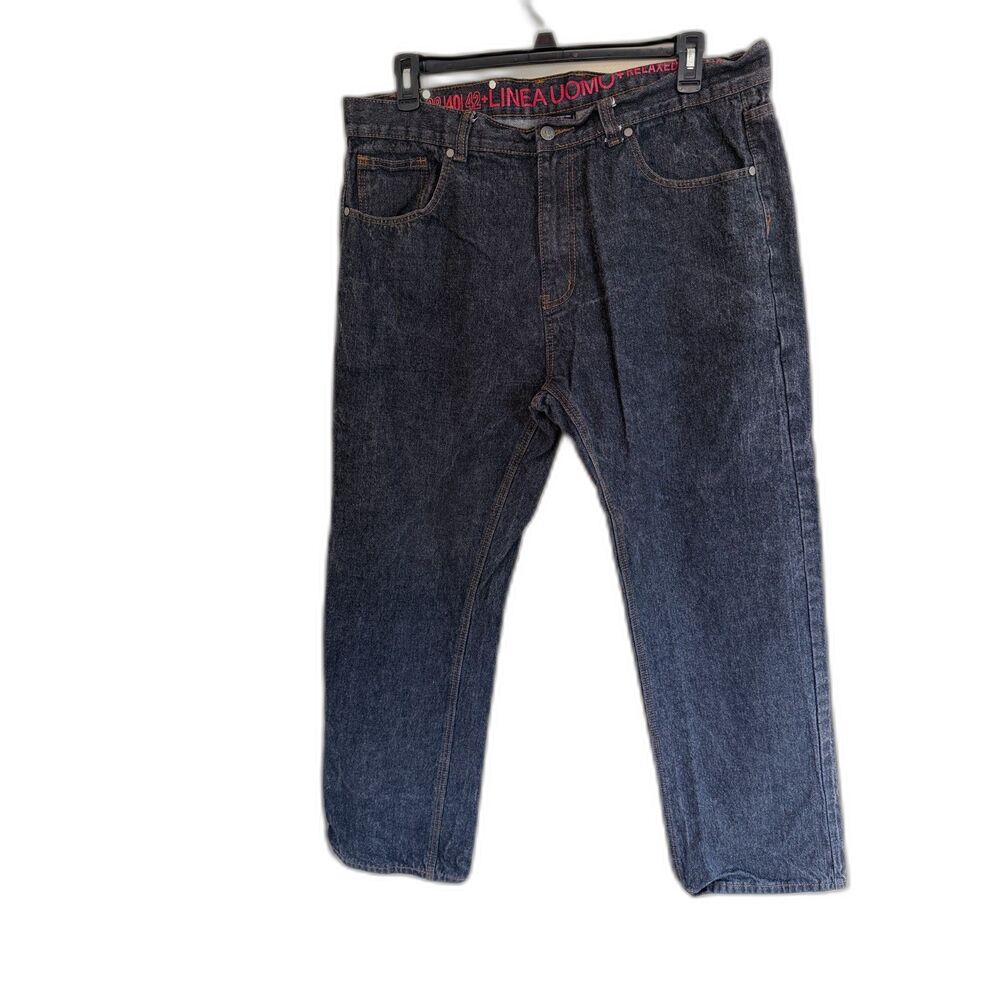 Linea Uomo Relaxed Fit Dark Wash Jeans‎ Men's 40x32 (Measures 38x30) High Rise